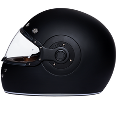 Daytona Retro Full Face Motorcycle Helmet | Dull Black with Dull Black Accents