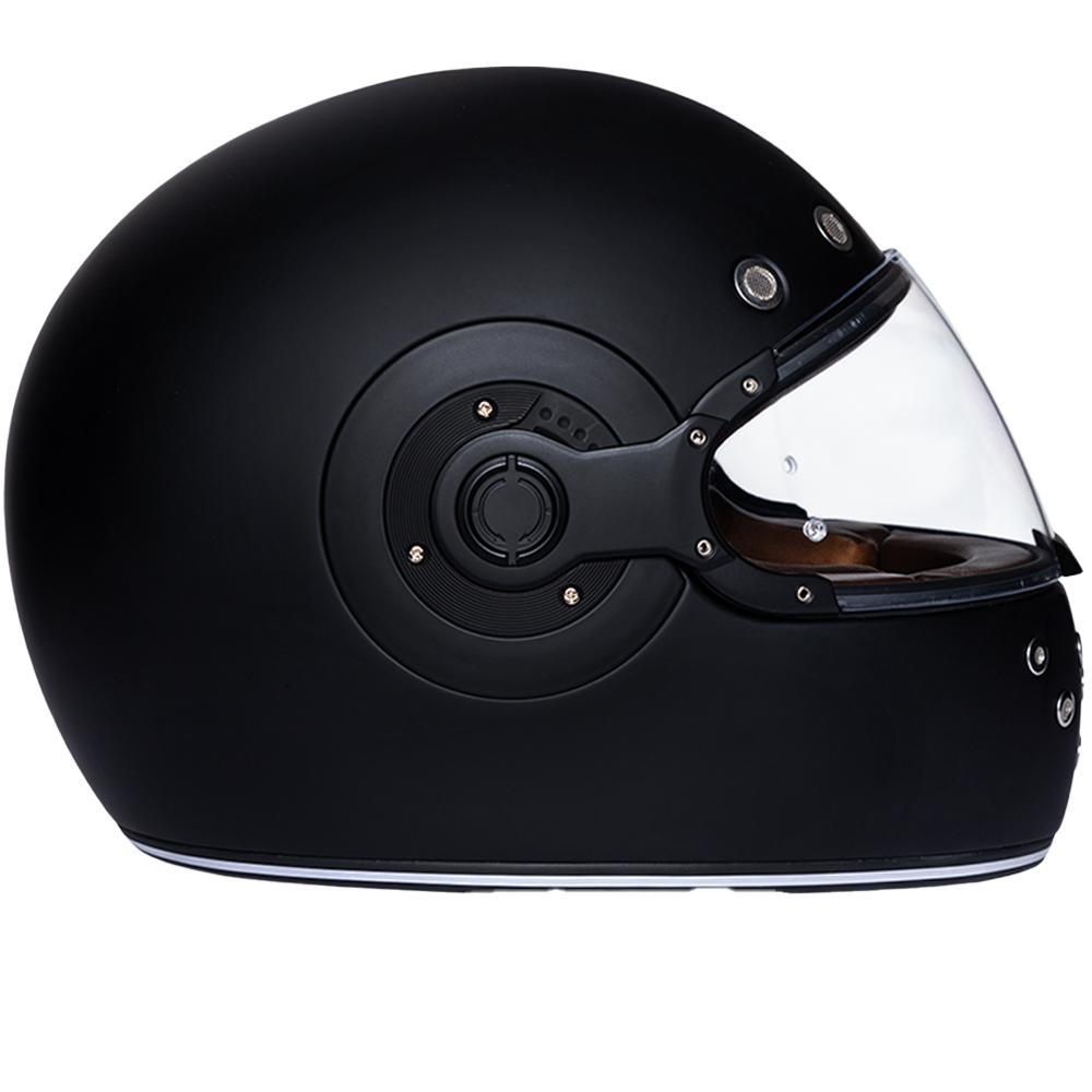 Daytona Retro Full Face Motorcycle Helmet | Dull Black with Dull Black Accents