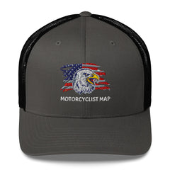 Motorcyclist Map Embroidered Trucker Cap