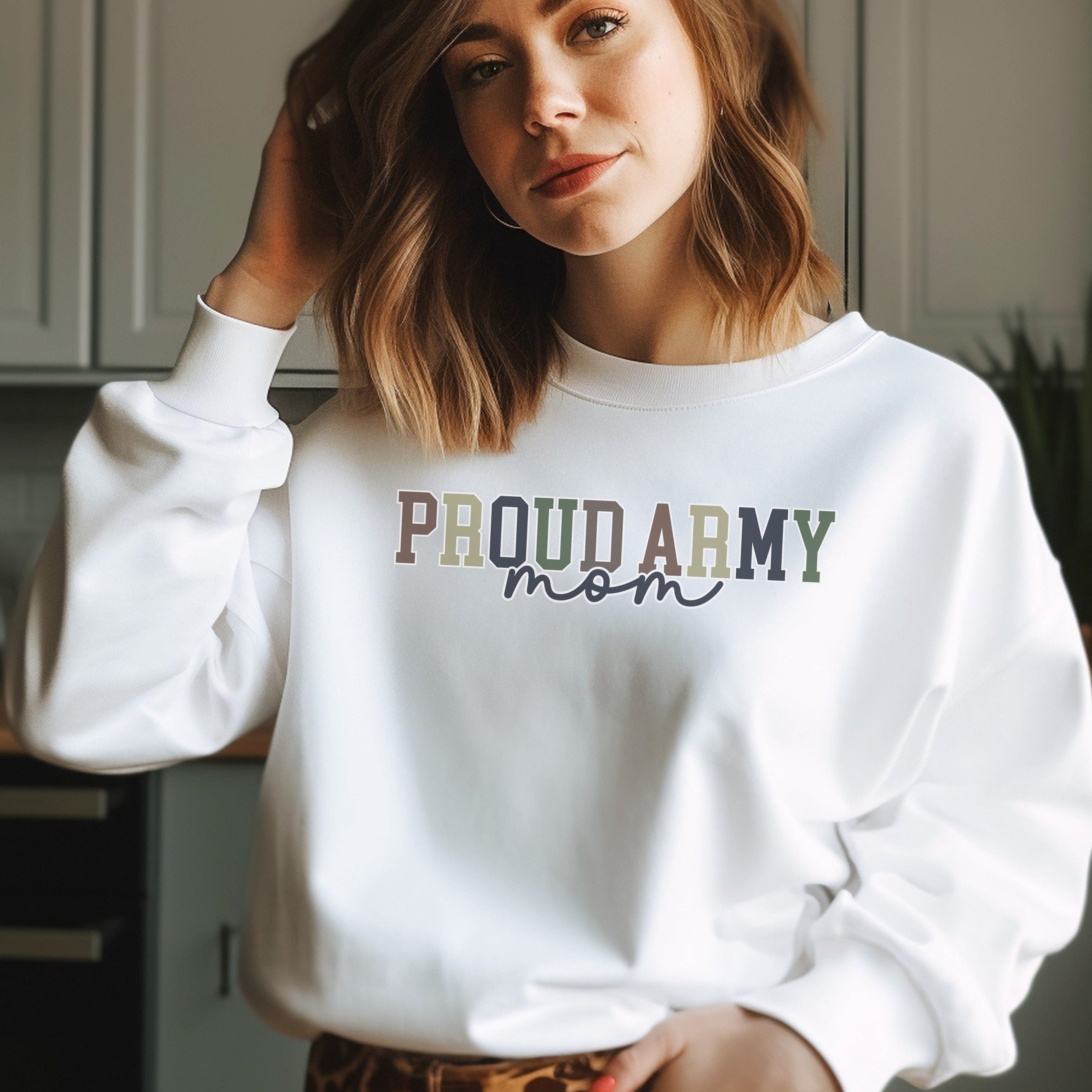 Proud Army Mom Crew Neck Sweatshirt