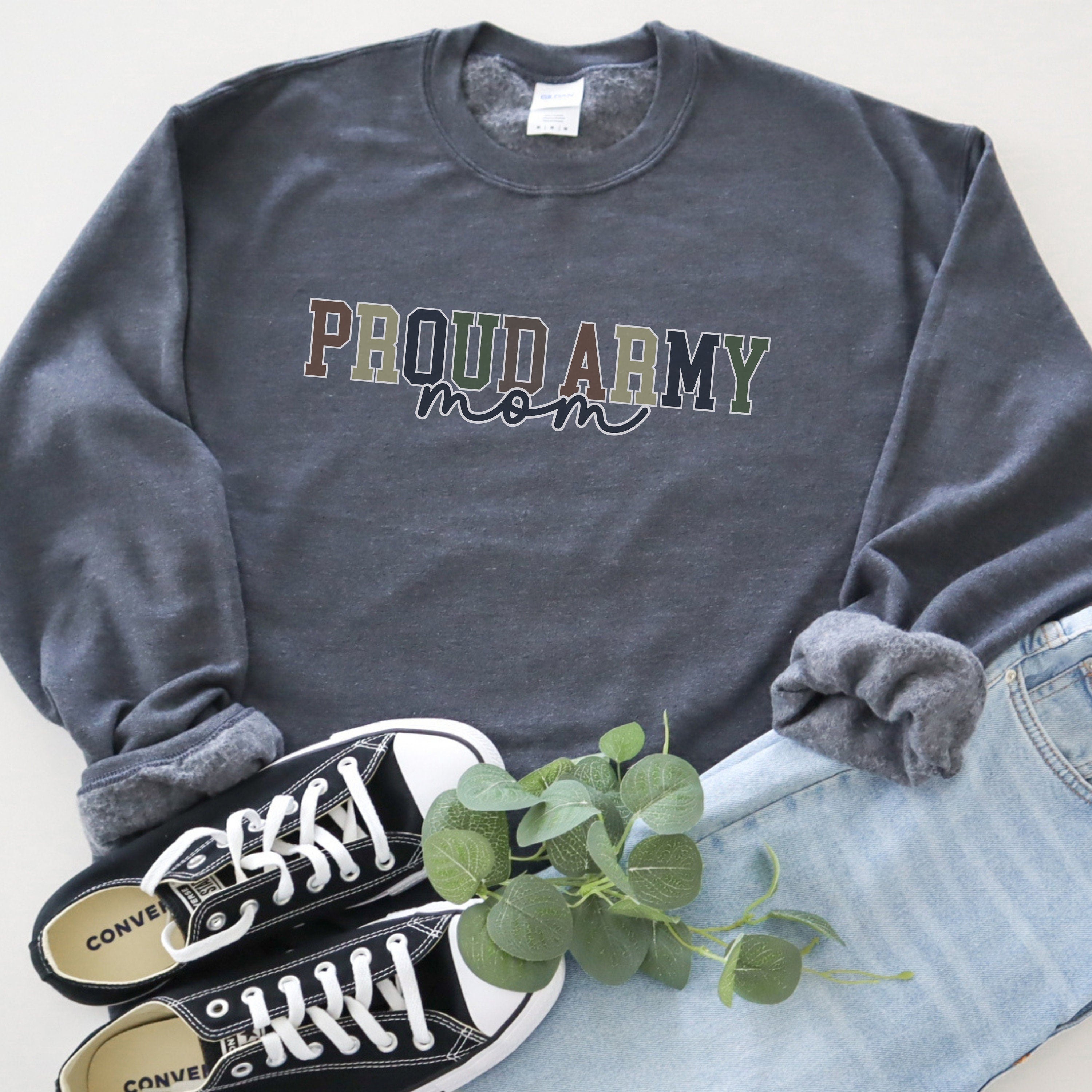 Proud Army Mom Crew Neck Sweatshirt