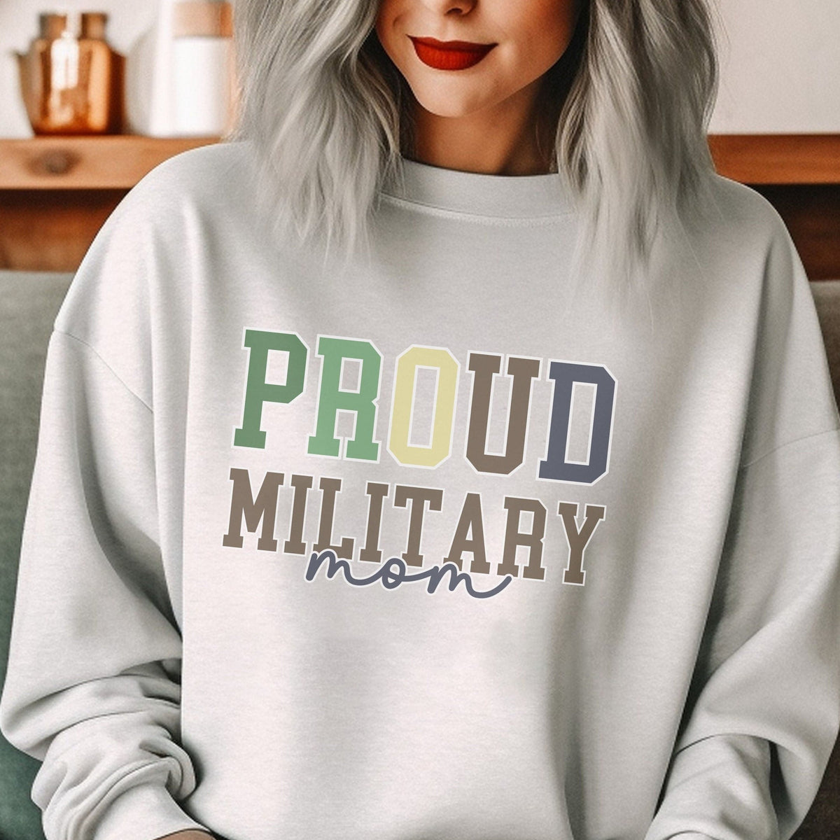 Proud Military Mom Crew Neck Sweatshirt