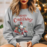 Christmas Biker Gnome Crew Neck Sweatshirt