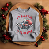 Biker Santa Christmas Crew Neck Sweatshirt