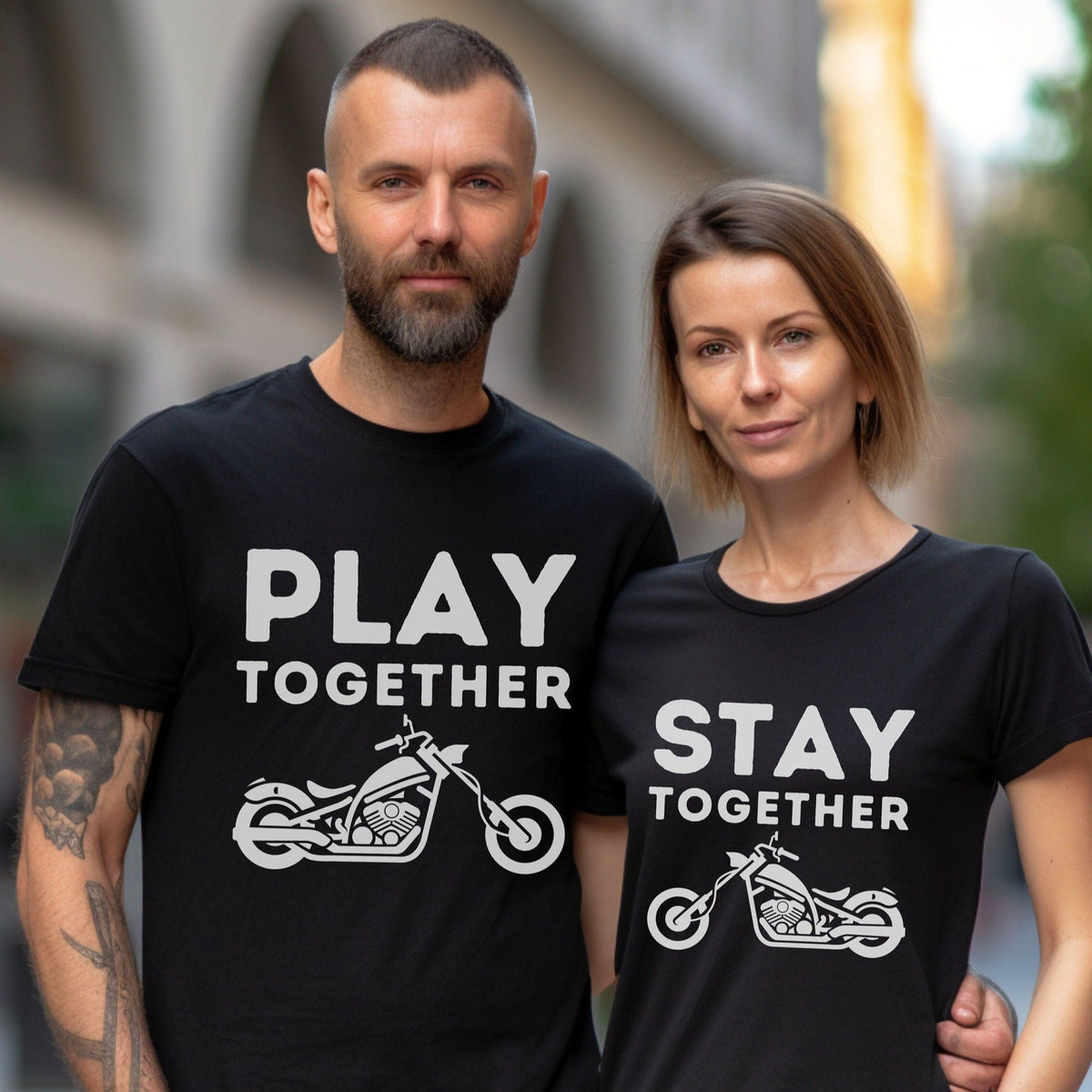 Couples Motorcycle Culture Crew Neck TShirt